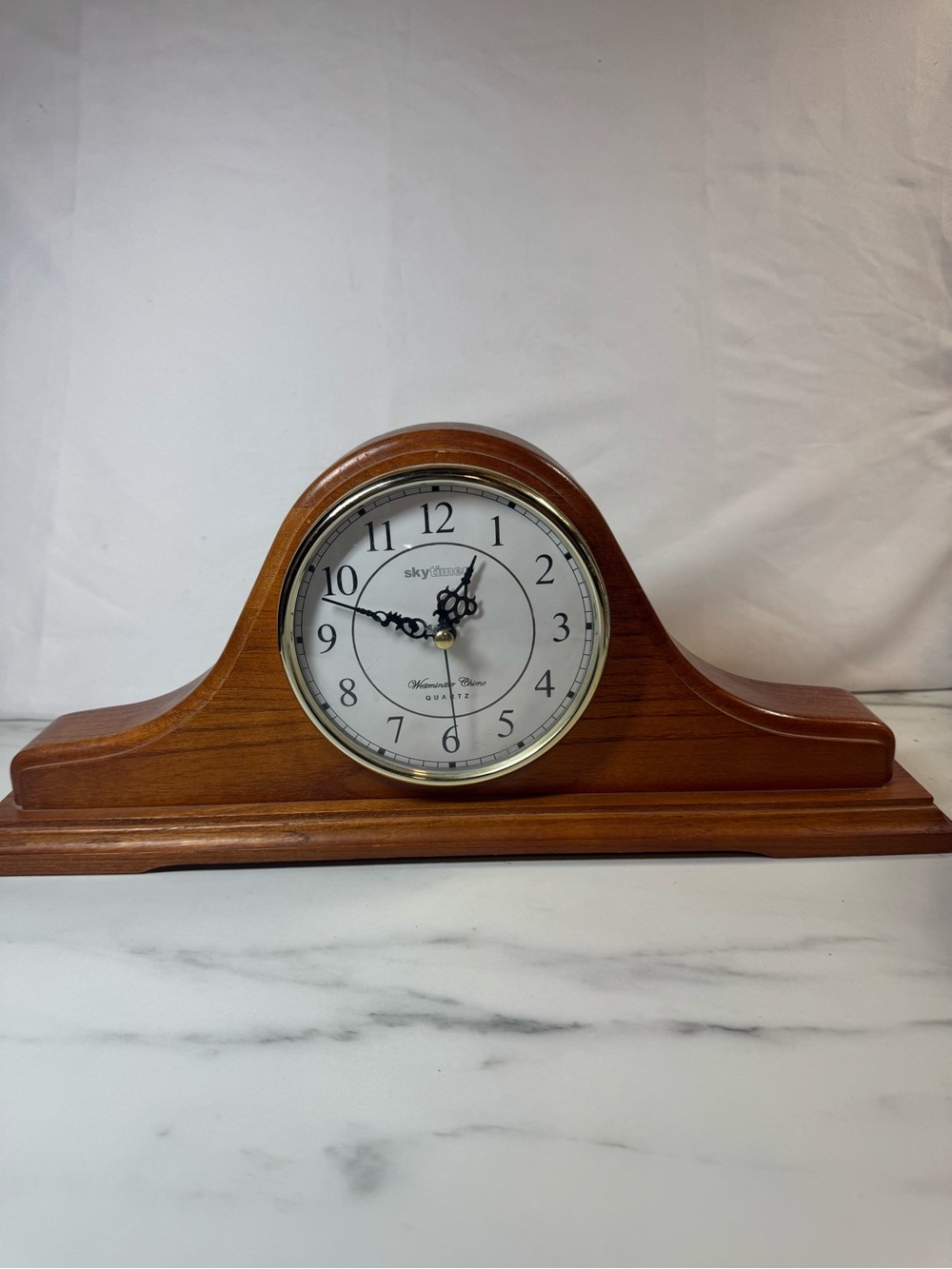 SkyTimer Quartz Westminster Chime Mantel Brown Desk Clock Made in Taiwan